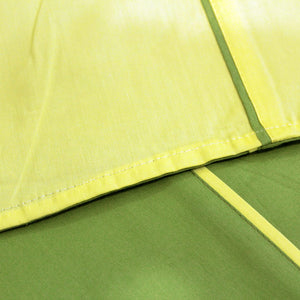 Close-up of Plain 210 TC Mercerised Cotton Duvet Cover - Green & Light Yellow