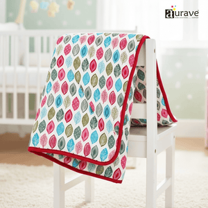Kids Reversible Cotton Dohar | Soft 3-Layer AC Blanket with Floral Print - Orange
