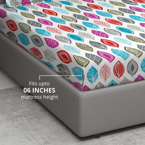 Digital Print Single Fitted Bedsheet Fits upto 06 Inches mattress height