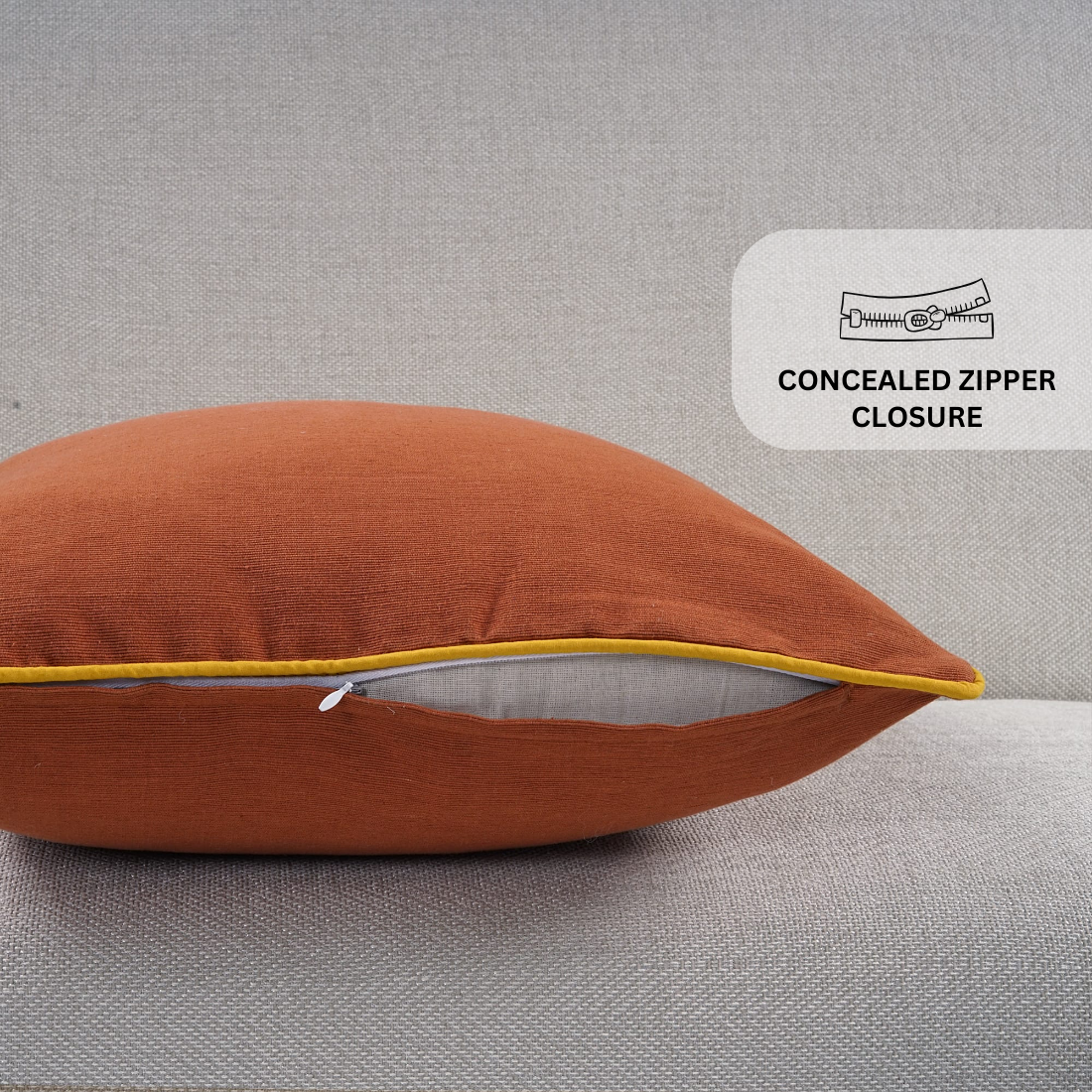 Woven Cotton Corded Stripe 1 Pc Cushion Cover - Brown