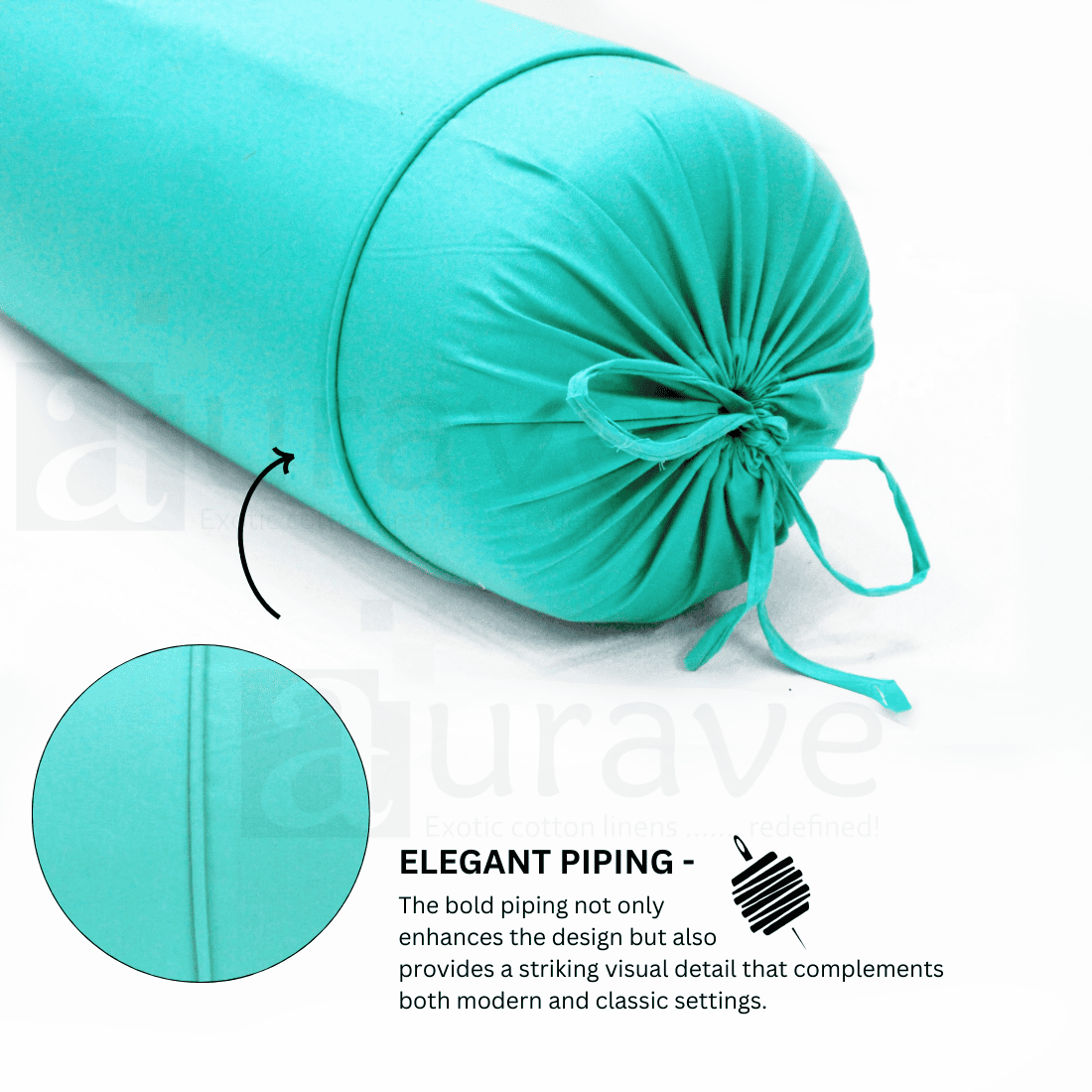 Plain Cotton 2 Pcs Bolster Cover Set - Naqua