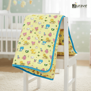 Kids Reversible Cotton Dohar | Soft 3-Layer AC Blanket with Floral Print - Yellow