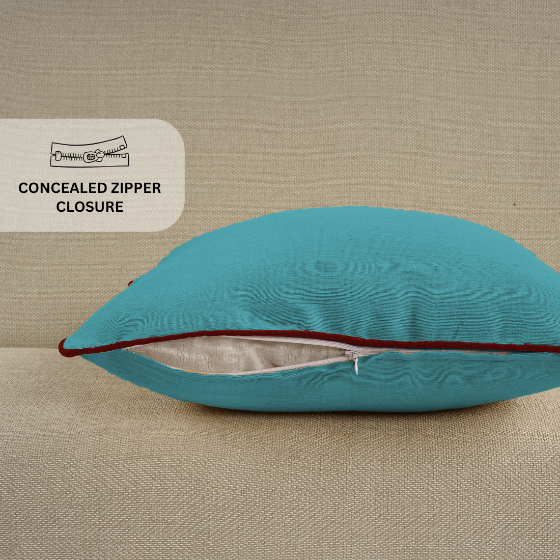 Woven Cotton Corded Stripe 1 Pc Cushion Cover - Blue Chambray