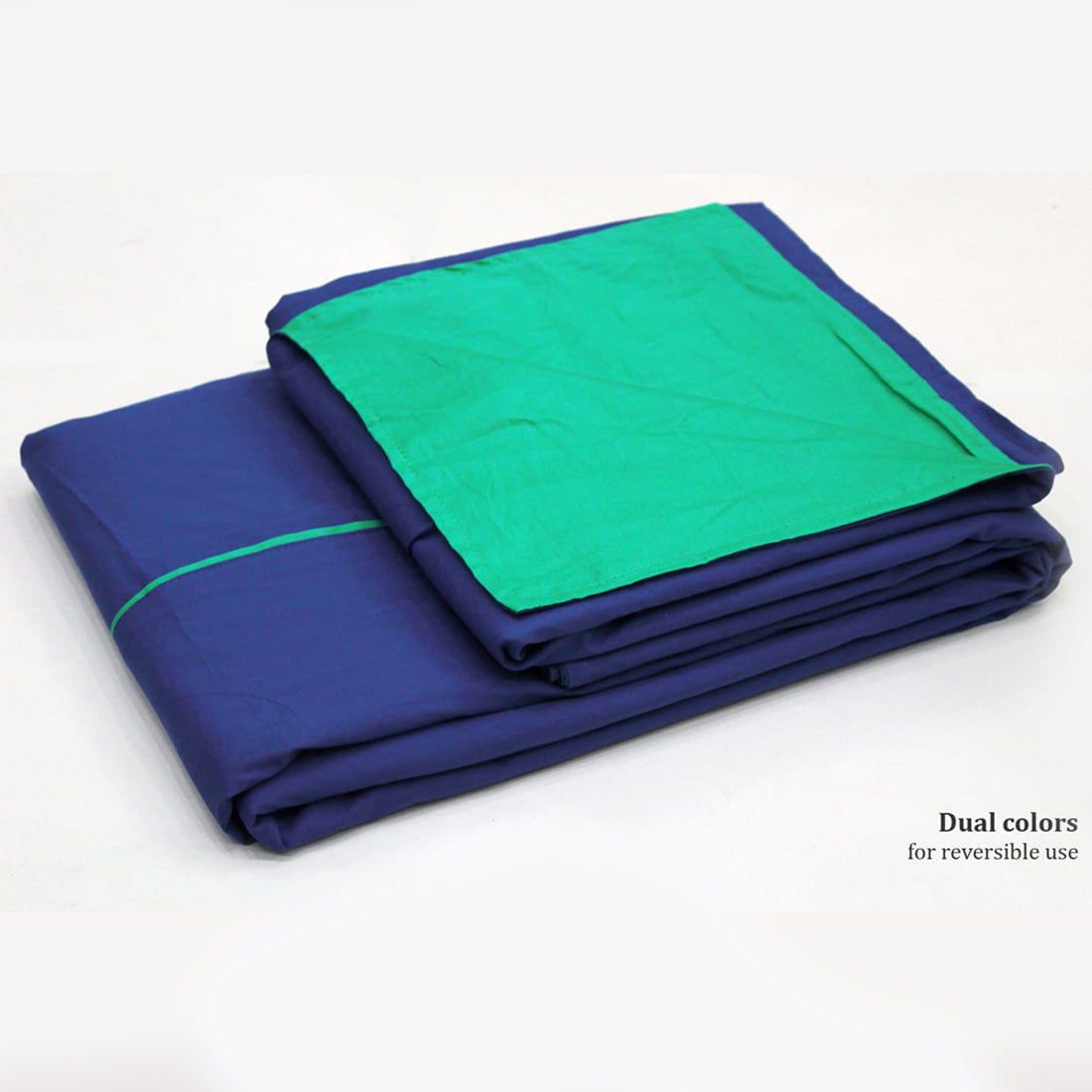 Plain 210 TC Mercerised Cotton Duvet Cover - Marine Blue & Aqua Green