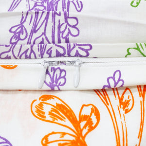 Close-up of Printed Floral Cotton 250 TC Duvet Cover - Orange