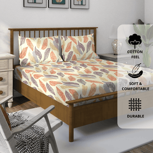Soft Cotton Floral Flat Bedsheet – 210 TC Flat Set with Pillow Covers