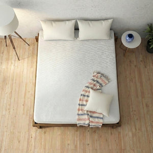 AURAVE Premium Fitted Waterproof Knitted Mattress Protector - White