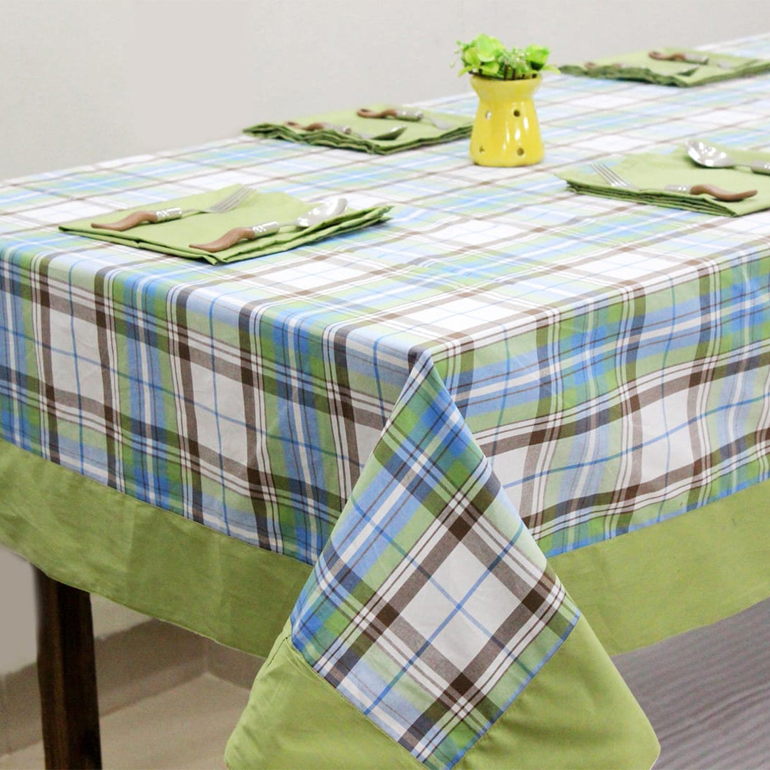 ALPHA Woven Cotton Check 1 Pc Table Cover - Green