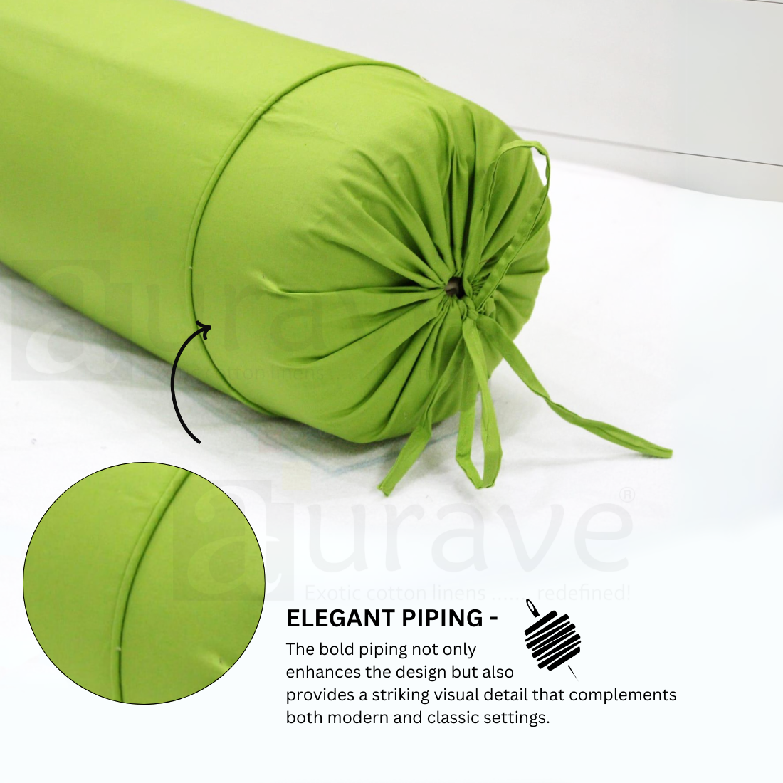 Plain Cotton 2 Pcs Bolster Cover Set - Fluorescent Green