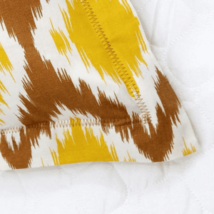 Soft Ikat Print 144 TC Cotton Fitted Bedsheet In Mustard At Best Prices