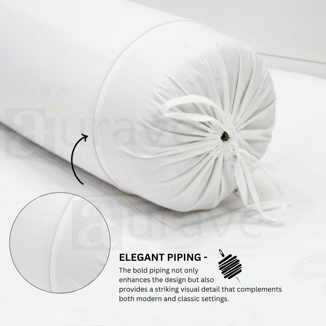 Plain Cotton 2 Pcs Bolster Cover Set - White