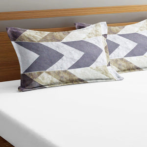 Soft Cotton Geometrical Print 144 TC Fitted Bedsheet In Brown At Best Prices