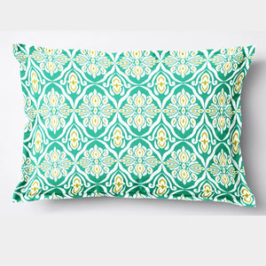 Soft Cotton Ikat Print 144 TC Fitted Bedsheet In Aqua At Best Prices