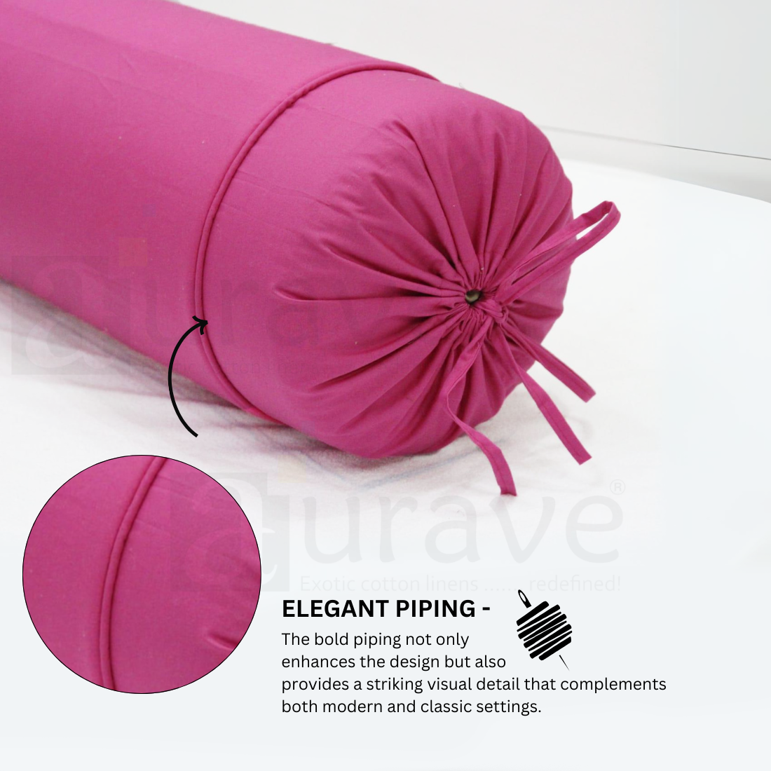 Plain Cotton 2 Pcs Bolster Cover Set - Pink