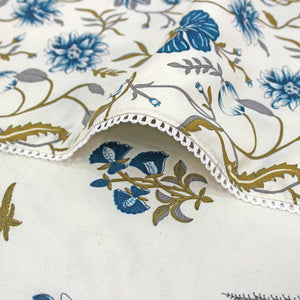 IRIS Designer Border Cotton Reversible Dohar, Blue