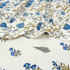 IRIS Designer Border Cotton Reversible Dohar, Blue