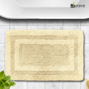 AURAVE Luxury Reversible Cotton Bathmat, Beige