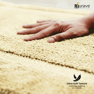 Close-up of AURAVE Luxury Reversible Cotton Bathmat, Beige