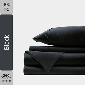 Plain Cotton Satin 400 TC Bedsheet with Pillow Covers - Black