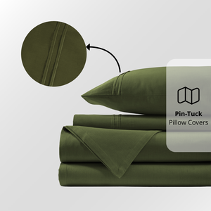 Plain Cotton Satin 400 TC Bedsheet with Pillow Covers - Bottle Green