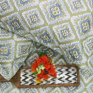 Printed Abstract Cotton 144 TC Bedsheet with Pillow Covers - Green