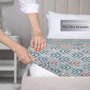 Printed Abstract Cotton 144 TC Fitted Bedsheet