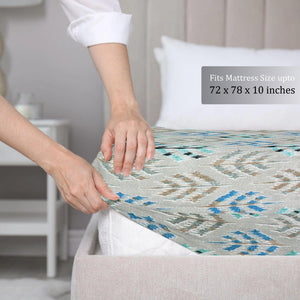 Printed Abstract Cotton 144 TC Fitted Bedsheet
