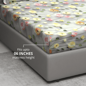 Floral 7D Digital Printed Fitted Bedsheet