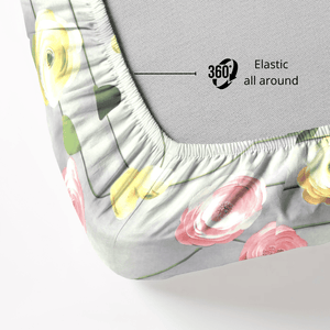 Floral 7D Digital Printed Fitted Bedsheet Elastic All Around