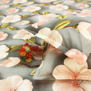 Floral 7D Digital Printed Fitted Bedsheet with Pillow Covers - Multicolor