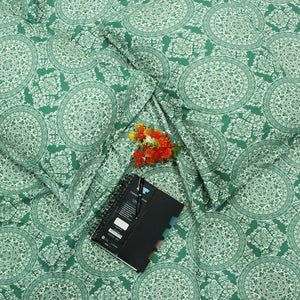Printed Cotton Flare 144 TC Bedsheet with Pillow Covers - Green