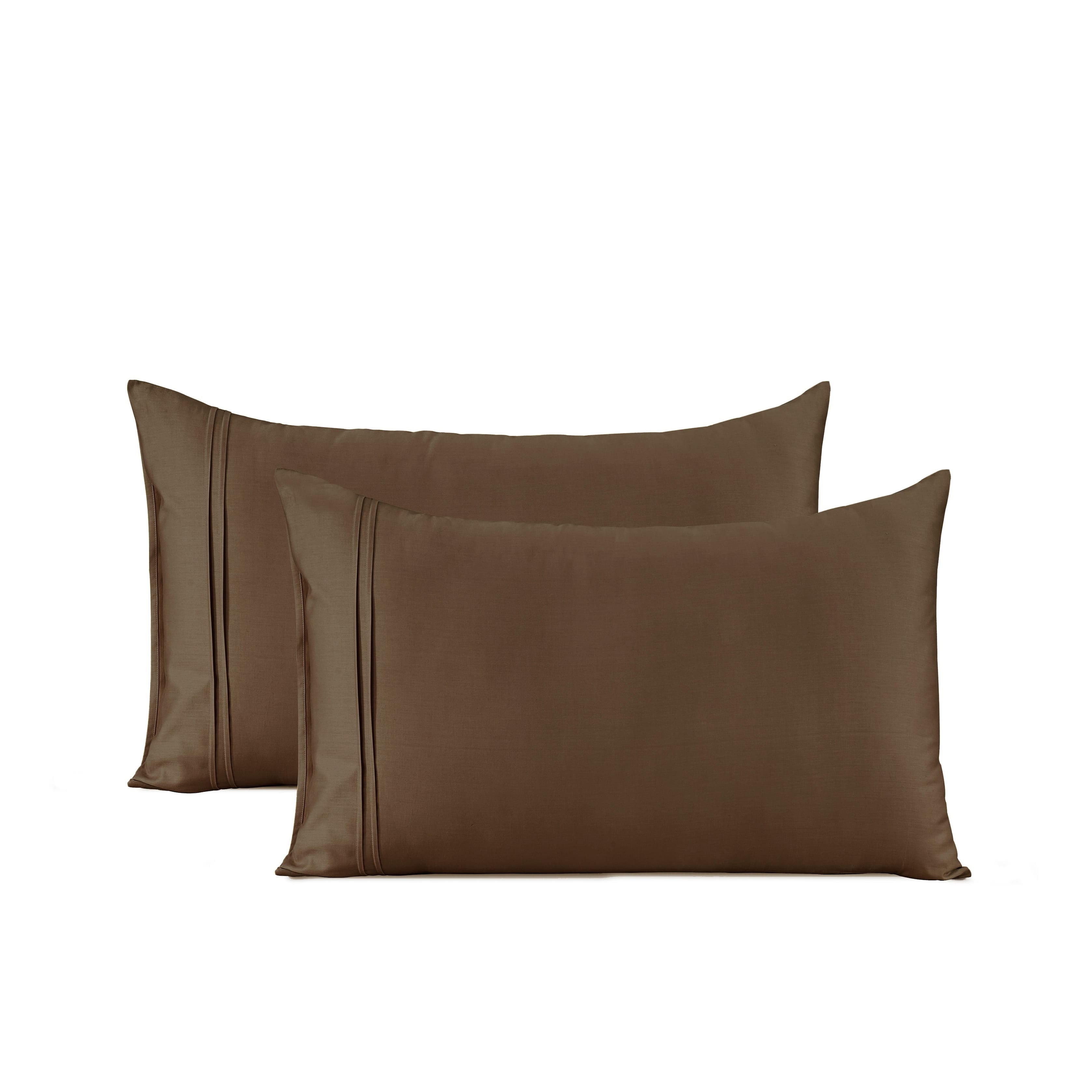 Cotton Satin 400 TC Designer Pillow Covers, Chocolate Brown