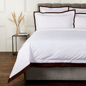 DIVINE 210 TC Cotton Dohar - White/Coffee Brown
