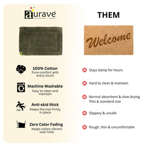 Comparison chart of Aurave cotton bath mat