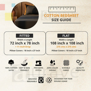 Cotton satin bedsheets size guide