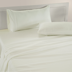 Plain 400 TC Cotton Satin Bedsheet with Pillow Covers - Cream
