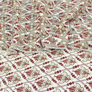 IRIS Designer Border Cotton Reversible Dohar, Magenta Design