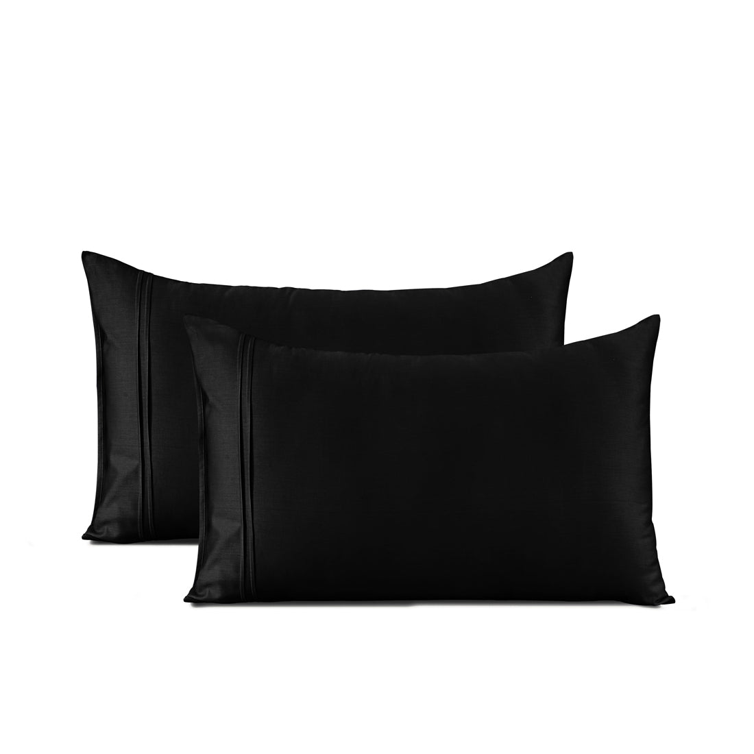 Cotton Satin 400 TC Designer Pillow Covers, Black