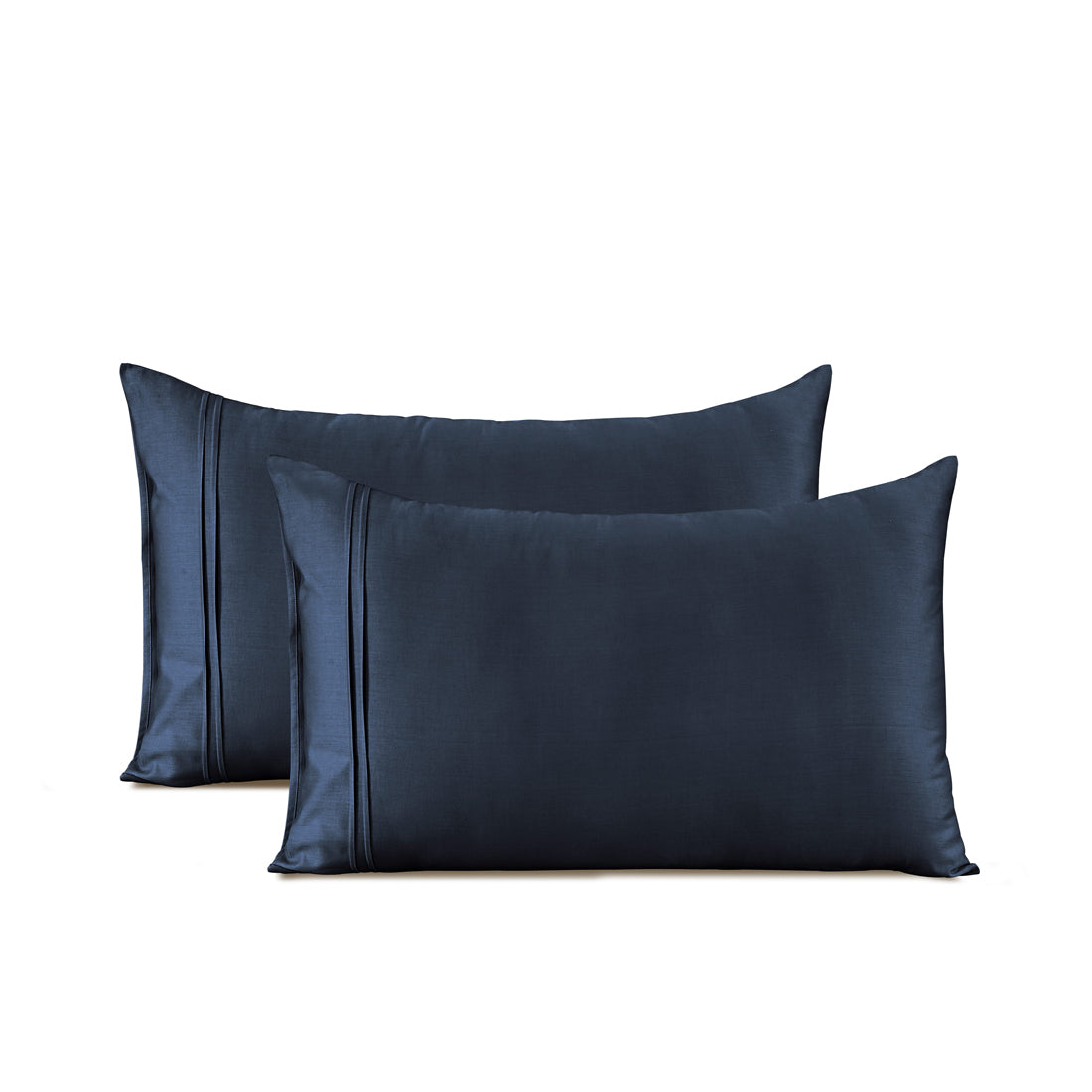Cotton Satin 400 TC Designer Pillow Covers, Navy Blue