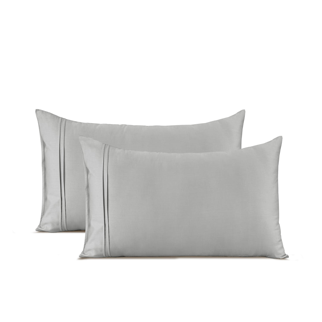 Cotton Satin 400 TC Designer Pillow Covers, Silver
