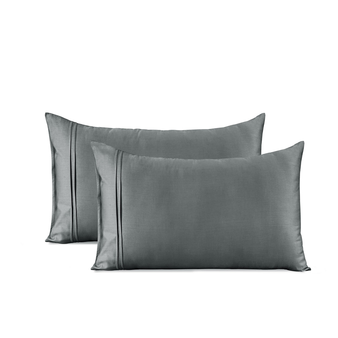 Cotton Satin 400 TC Designer Pillow Covers, Steel Grey