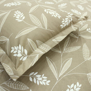 Printed Floral Cotton 250 TC Fitted Bedsheet with Pillow Covers - Brown