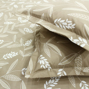 Printed Floral Cotton 250 TC Fitted Bedsheet with Pillow Covers - Brown