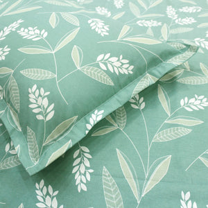 Printed Floral Cotton 250 TC Fitted Bedsheet with Pillow Covers - Green