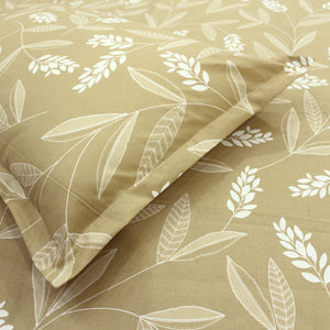 Close up Printed Floral Cotton 250 TC Bedsheet with Pillow Covers - Mustard