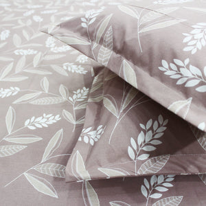 Printed Floral Cotton 250 TC Fitted Bedsheet with Pillow Covers - Purple