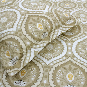 Close up Printed Damask Cotton 250 TC Bedsheet with Pillow Covers - Brown