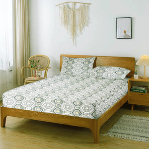Printed Damask Cotton 250 TC Bedsheet with Pillow Covers - Grey