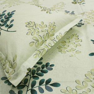 Printed Floral Cotton 250 TC Fitted Bedsheet with Pillow Covers - Green