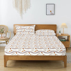 Printed Floral Cotton 250 TC Bedsheet with Pillow Covers - Brown